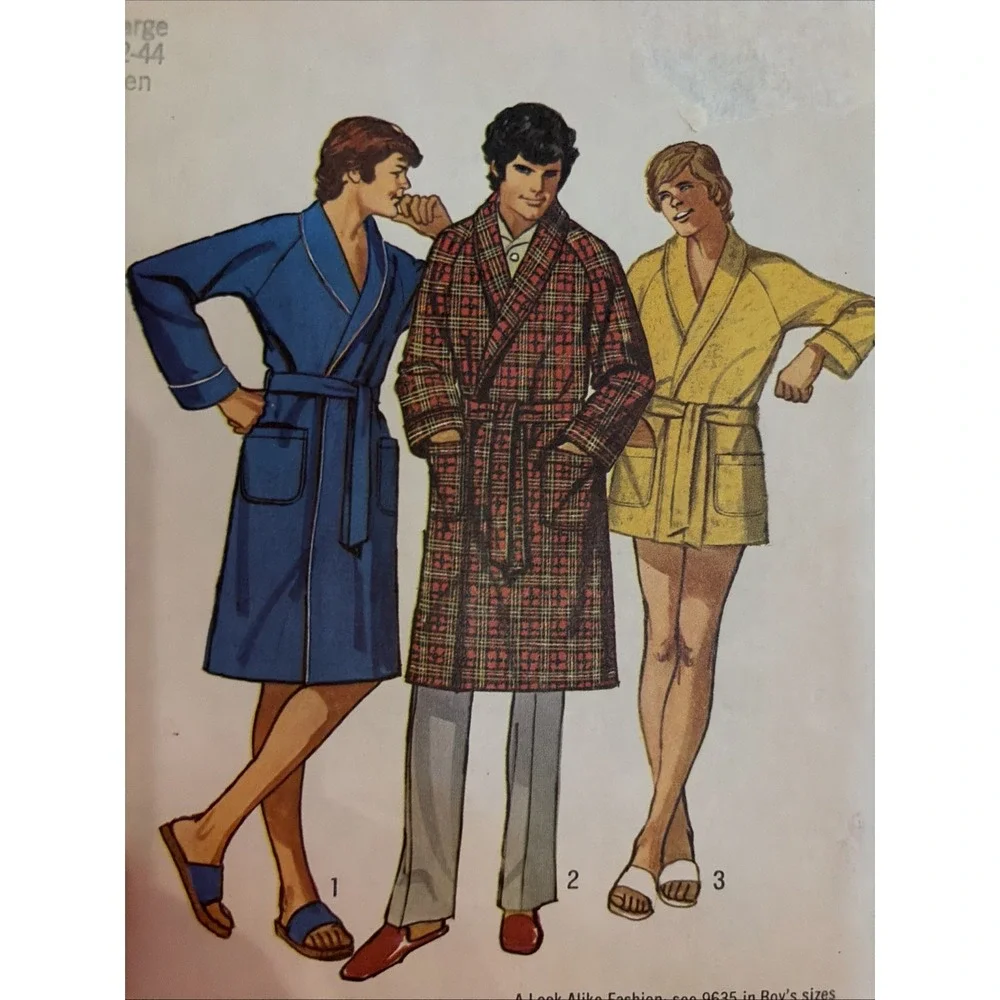 Vintage 1971 SIMPLICITY 9637 ROBE Mens Sewing PATTERN 42-44 Large Cut